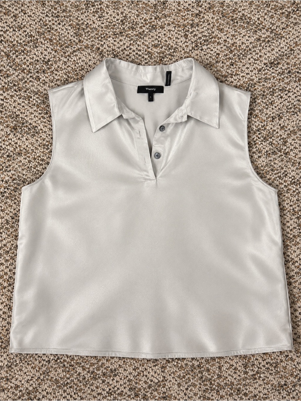 Theory Women Gray Silk Shantung Crop Top